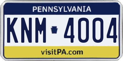 PA license plate KNM4004