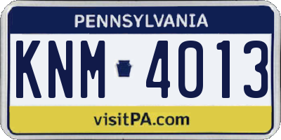 PA license plate KNM4013