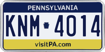 PA license plate KNM4014