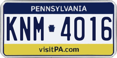 PA license plate KNM4016