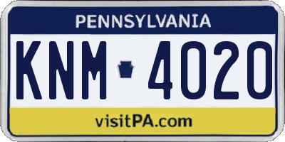 PA license plate KNM4020