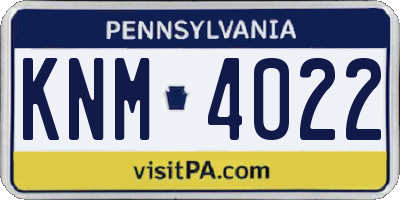 PA license plate KNM4022