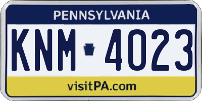 PA license plate KNM4023