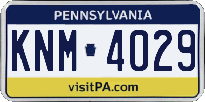 PA license plate KNM4029