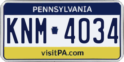 PA license plate KNM4034