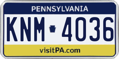 PA license plate KNM4036