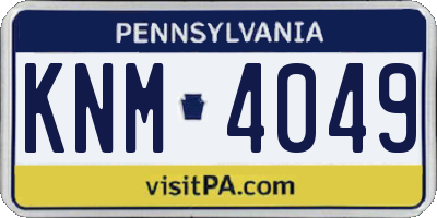 PA license plate KNM4049