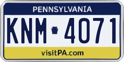 PA license plate KNM4071