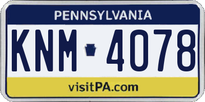 PA license plate KNM4078