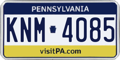 PA license plate KNM4085