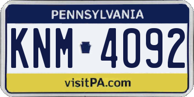 PA license plate KNM4092