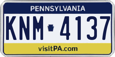 PA license plate KNM4137
