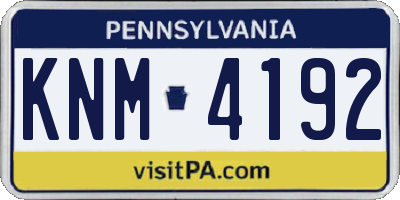 PA license plate KNM4192