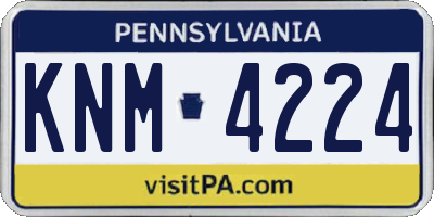 PA license plate KNM4224