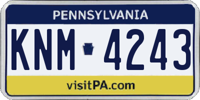PA license plate KNM4243