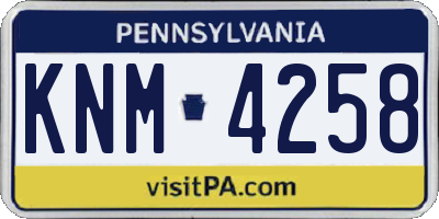 PA license plate KNM4258