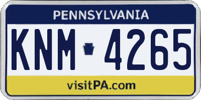 PA license plate KNM4265