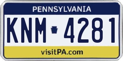 PA license plate KNM4281