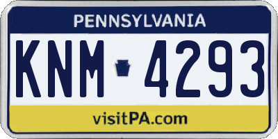 PA license plate KNM4293