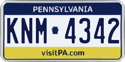 PA license plate KNM4342