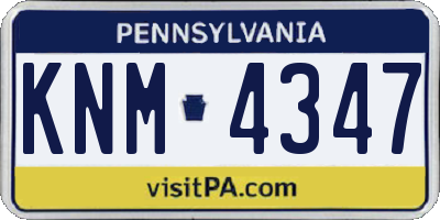 PA license plate KNM4347