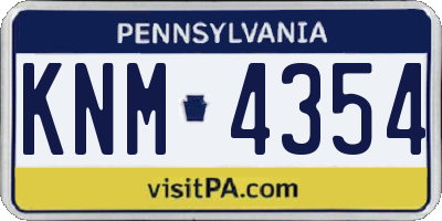 PA license plate KNM4354