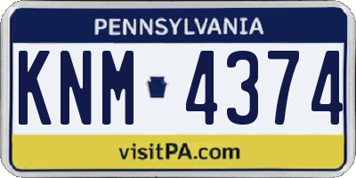 PA license plate KNM4374