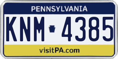 PA license plate KNM4385