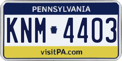 PA license plate KNM4403