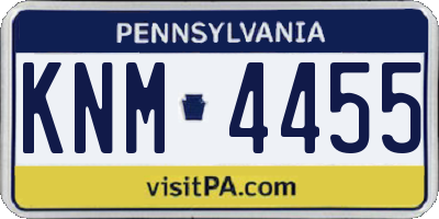 PA license plate KNM4455