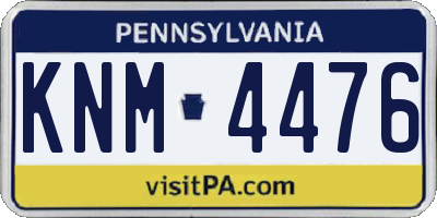 PA license plate KNM4476