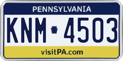 PA license plate KNM4503