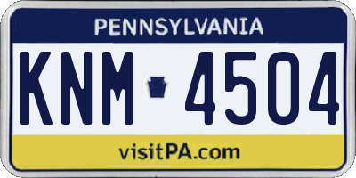 PA license plate KNM4504
