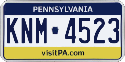 PA license plate KNM4523