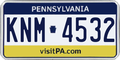 PA license plate KNM4532