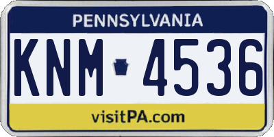 PA license plate KNM4536