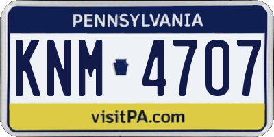 PA license plate KNM4707
