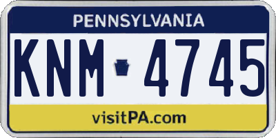 PA license plate KNM4745