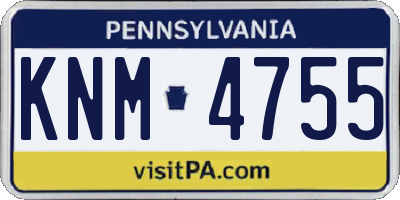 PA license plate KNM4755