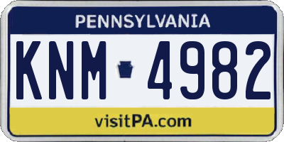 PA license plate KNM4982