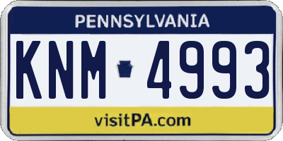 PA license plate KNM4993