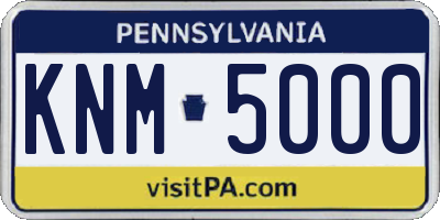 PA license plate KNM5000