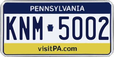 PA license plate KNM5002