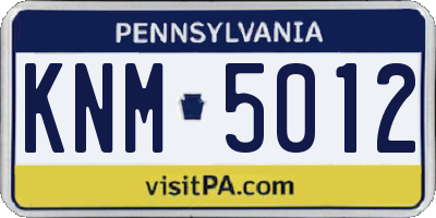 PA license plate KNM5012