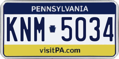 PA license plate KNM5034