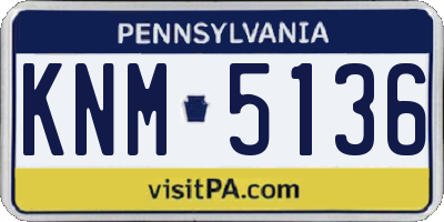 PA license plate KNM5136
