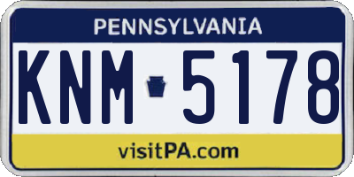 PA license plate KNM5178