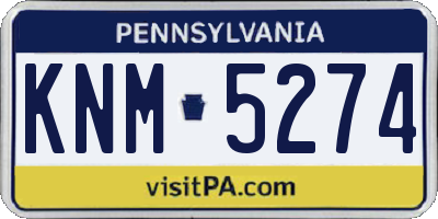 PA license plate KNM5274