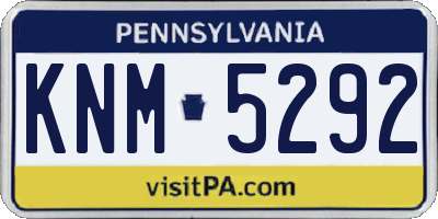 PA license plate KNM5292