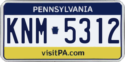 PA license plate KNM5312